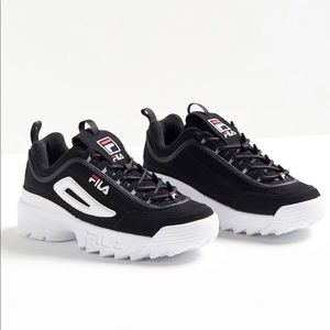 Womens Black Suede FILA DISRUPTORS in New Condition.